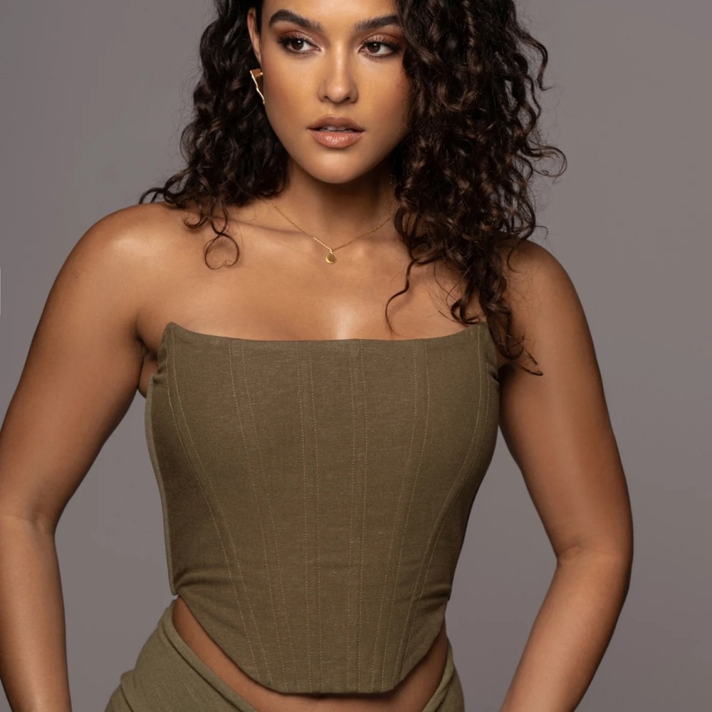 JLUXLABEL Olive Linen Corset